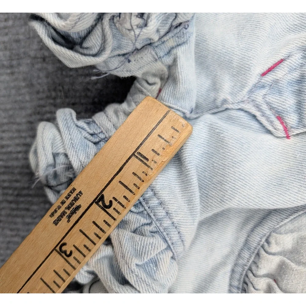 Vintage Kids Overalls Girl 4T Denim Ruffle Y2K Blue Frilly Light Wash Jeans Pink